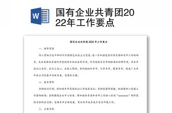 國有企業(yè)共青團2022年工作要點