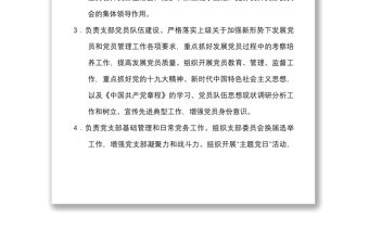 黨支部全面從嚴治黨責任清單范文7人黨支部書記班子成員副書記組織宣傳紀檢青年安全個人