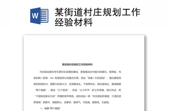 某街道村莊規(guī)劃工作經(jīng)驗(yàn)材料