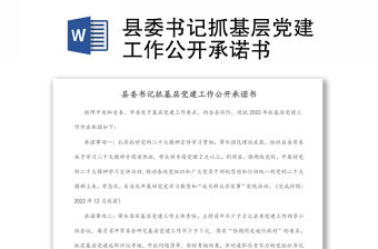 縣委書記抓基層黨建工作公開承諾書
