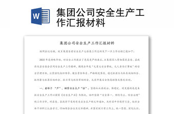 集團公司安全生產工作匯報材料