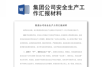 集團(tuán)公司安全生產(chǎn)工作匯報(bào)材料