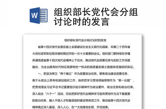 組織部長黨代會分組討論時的發言