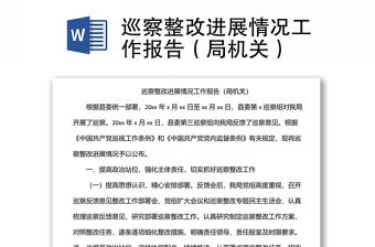 巡察整改進展情況工作報告（局機關）