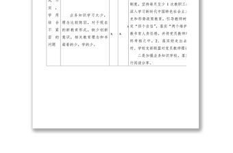 学校党组织建设及党员干部教师作风整顿行动问题整改清单范文