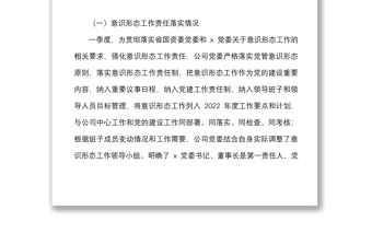 2022年第一季度意識(shí)形態(tài)分析研判報(bào)告范文國企集團(tuán)公司工作匯報(bào)總結(jié)