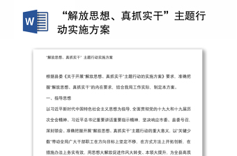 “解放思想、真抓實干”主題行動實施方案