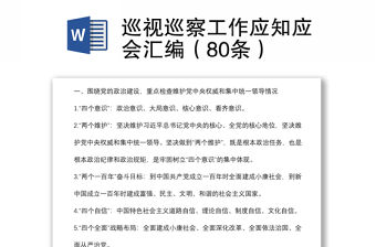 巡視巡察工作應(yīng)知應(yīng)會匯編（80條）