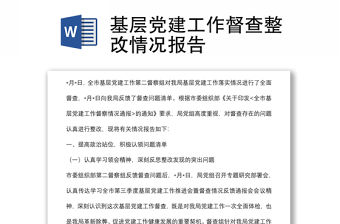 基層黨建工作督查整改情況報告
