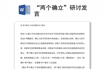 “兩個確立”研討發(fā)言