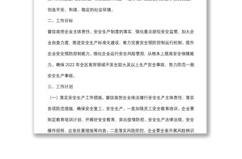 2022年度商貿領域安全生產工作計劃