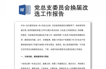 黨總支委員會(huì)換屆改選工作報(bào)告