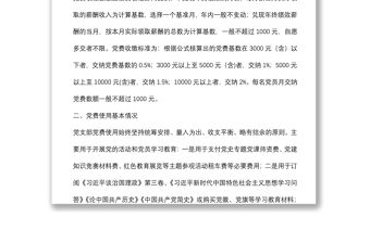 專項報告：國企黨支部黨費收繳使用和管理情況自查專項報告