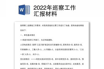2022年巡察工作匯報材料