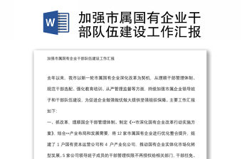 加強市屬國有企業(yè)干部隊伍建設(shè)工作匯報