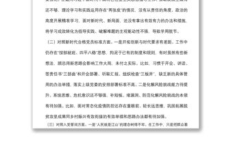 鄉鎮黨委書記2021年度組織生活會個人發言提綱