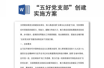 “五好黨支部”創(chuàng)建實(shí)施方案
