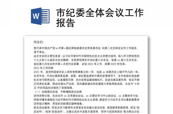 市紀(jì)委全體會議工作報告