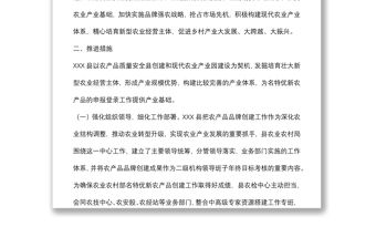 X縣名特優(yōu)新農(nóng)產(chǎn)品創(chuàng)建典型案例