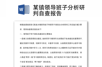 某鎮(zhèn)領(lǐng)導(dǎo)班子分析研判自查報(bào)告