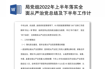 局黨組2022年上半年落實(shí)全面從嚴(yán)治黨總結(jié)及下半年工作計(jì)劃