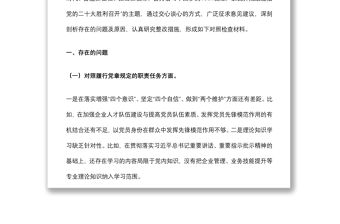 國企黨支部2021年度組織生活會對照檢查材料