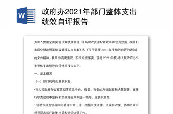 政府辦2021年部門整體支出績效自評報告