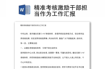 精準(zhǔn)考核激勵干部擔(dān)當(dāng)作為工作匯報