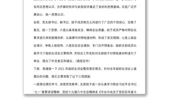 黨支部2021年專題組織生活會前準備及整改落實情況