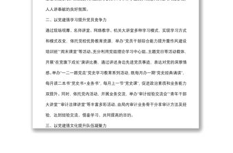黨建品牌創建工作材料：強化“五彩黨建”品牌引領提升隊伍戰斗力（區審計局）