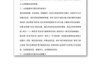 黨建品牌創(chuàng)建工作材料：強化“五彩黨建”品牌引領提升隊伍戰(zhàn)斗力（區(qū)審計局）