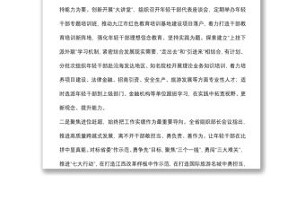 年輕干部培養(yǎng)選拔工作匯報