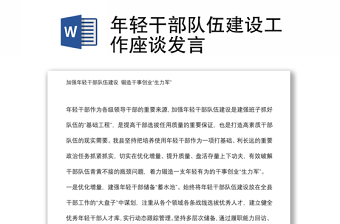 年輕干部隊(duì)伍建設(shè)工作座談發(fā)言