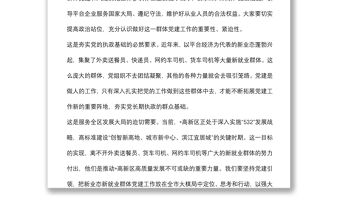 在全區(qū)兩新組織黨建工作聯(lián)席（擴(kuò)大）會(huì)議暨新業(yè)態(tài)新就業(yè)群體黨建工作專班例會(huì)上的講話