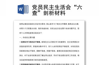 黨員民主生活會“六查”剖析材料