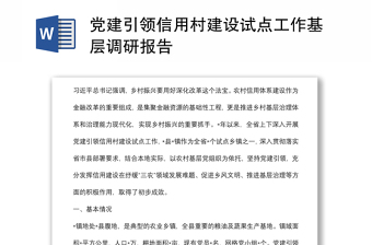 黨建引領信用村建設試點工作基層調(diào)研報告