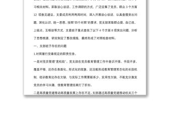 國企2021年度黨支部組織生活會支委班子檢視材料