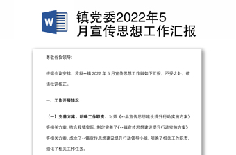 镇党委2022年5月宣传思想工作汇报