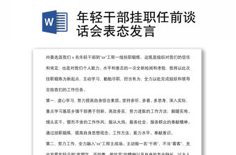 年輕干部掛職任前談話會表態發言