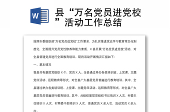 縣“萬名黨員進(jìn)黨?！被顒庸ぷ骺偨Y(jié)