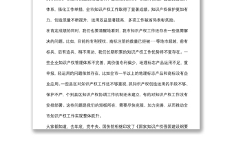 在全市知識產(chǎn)權(quán)工作會議上的講話