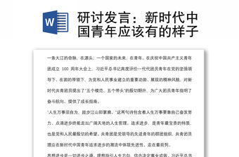 研討發(fā)言：新時(shí)代中國(guó)青年應(yīng)該有的樣子