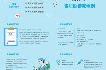 2022醫療醫學青年腦梗死PPT清新醫療風醫學病例討論護理查房通用PPT