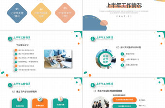 培訓部年中總結計劃PPT多彩簡約風公司下半年培訓計劃年中工作總結述職模板