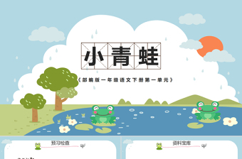2022小青蛙PPT卡通風(fēng)識字第3課小學(xué)一年級語文下冊人教版教學(xué)課件