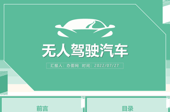 2022無人駕駛汽車PPT科技風無人駕駛汽車現狀與未來課件模板