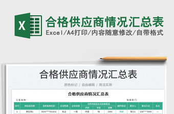 2023合格供應(yīng)商情況匯總表免費下載