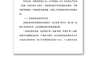 2022年上半年落實全面從嚴治黨責任制自查報告范文