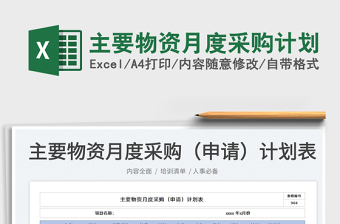 2023主要物資月度采購計(jì)劃免費(fèi)下載