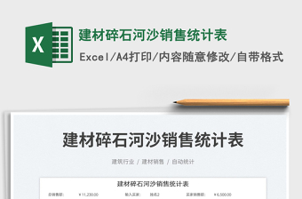 2023建材碎石河沙銷售統(tǒng)計表免費下載